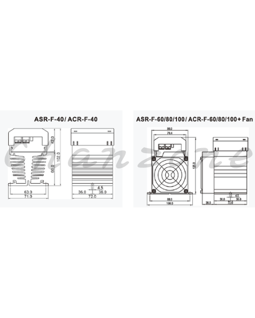 陽明電機 ASR-F-AA系列-標準型/AC to AC 單相保險絲型加強散熱固態模組 ASR-F-40/60AA