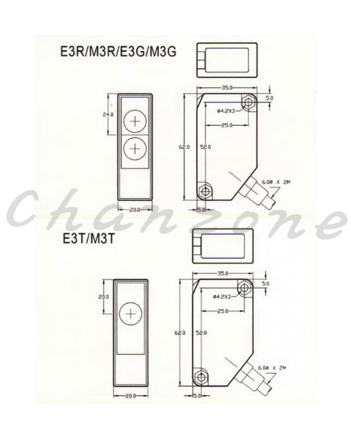 陽明電機 E3系列-鏡片反射式 自由電壓型光電傳感器 E3T-30MX