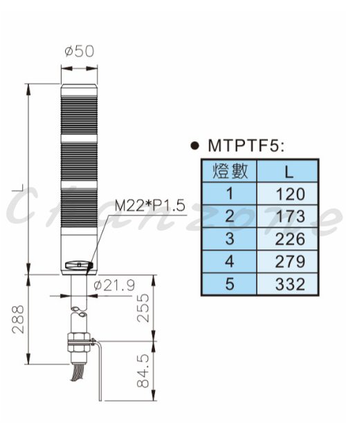 天得科技 LED模組積層式警示燈 MTPTF5