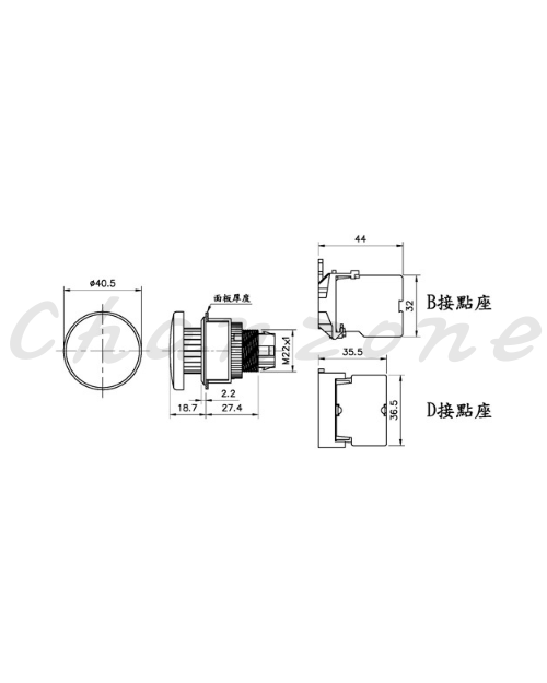 山河電機 ø30-SHB/SHD系列 平面ø40/ø60急停按鈕 SHBB-306P/SHBB-306P-1/SHDB-306P/SHDB-306P-1
