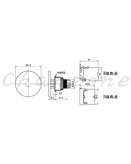 山河電機 ø30-SHB/SHD系列 平面ø40/ø60急停按鈕 SHBB-306P/SHBB-306P-1/SHDB-306P/SHDB-306P-1