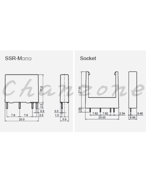 陽明電機 SSR-M/P系列-機板型/單相DC to AC 固態模組 SSR-M01DA/P03DA