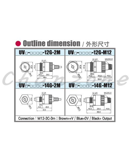 陽明電機 UVC&UVA系列 傳感器 UVC/UVA-□□-□□G