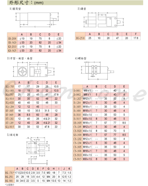 安良電氣 電感型/靜電容型近接開關